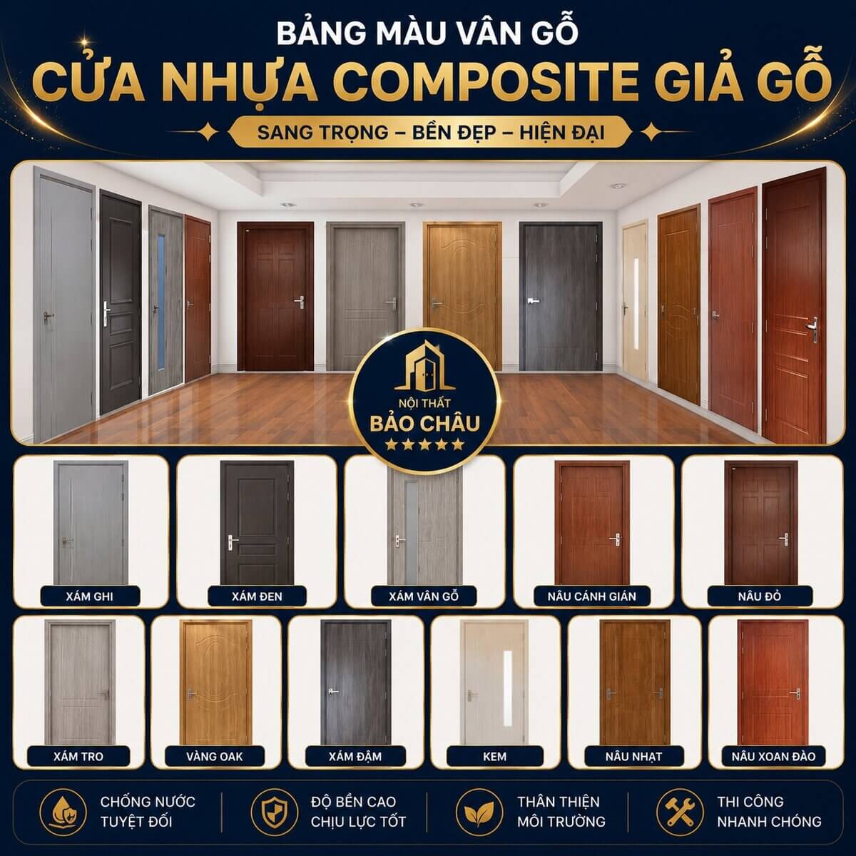 Cửa nhựa composite lắp cho căn hộ chung cư hiện đại