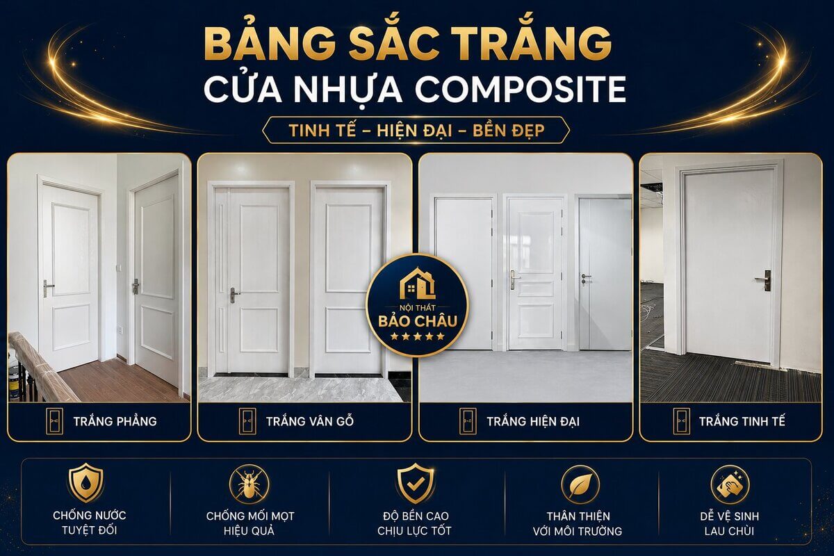 Bảng sắc trắng cửa nhựa composite