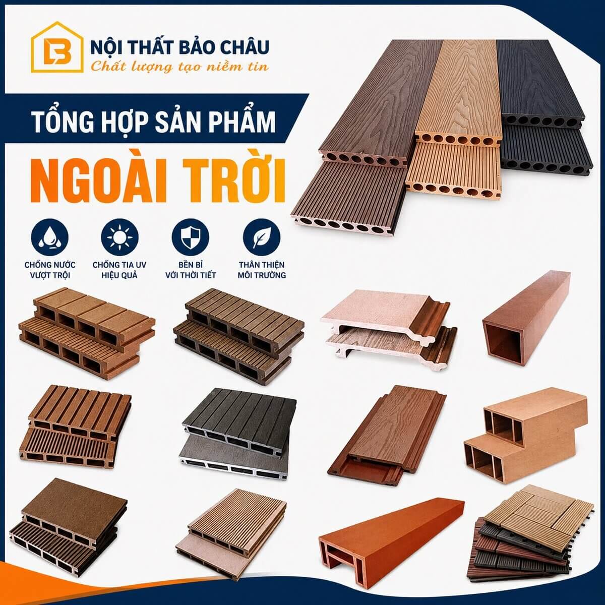 Hệ sinh thái vật liệu ngoài trời gồm composite