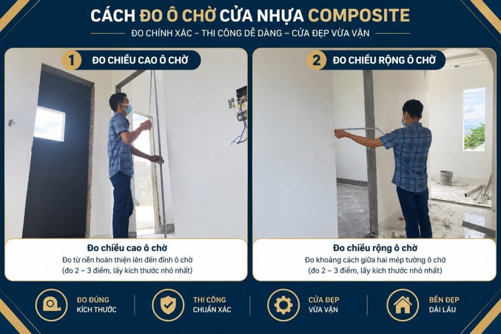Cách đo ô chờ cửa nhựa Composite