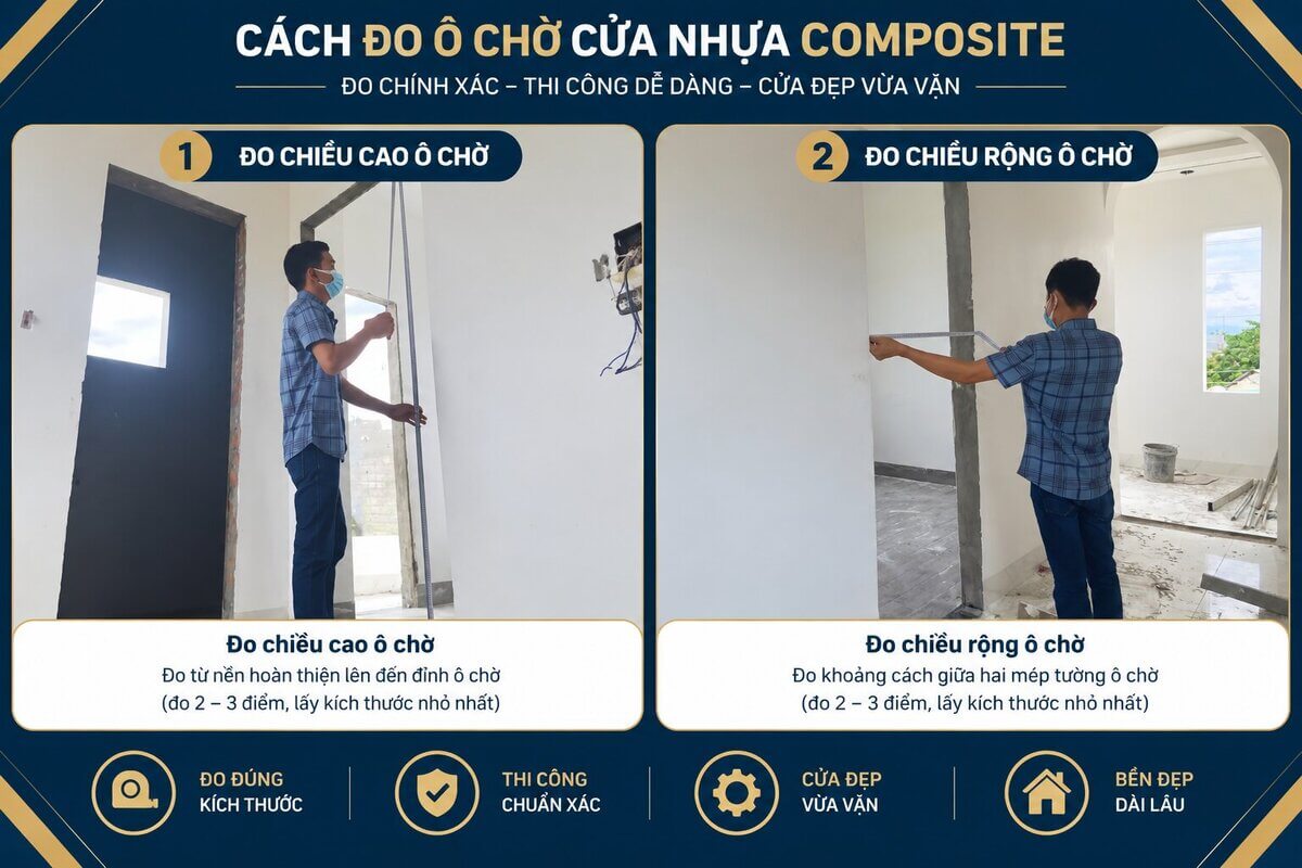 Cách đo ô chờ cửa nhựa Composite