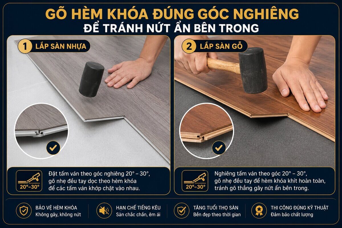 Cận cảnh hèm khóa sàn nhựa Hà Nội