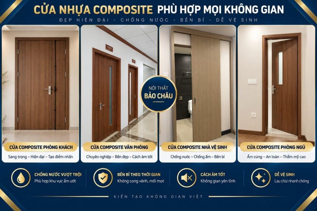 Chọn cửa thông phòng composite theo từng phòng trong nhà