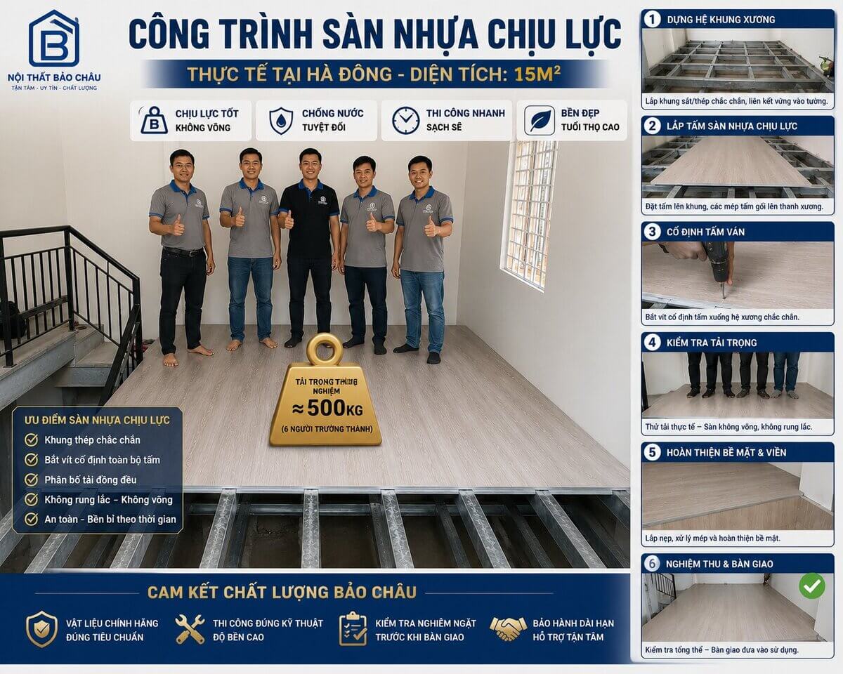 công trình gác lửng 15m² quận Hà Đông do Bảo Châu thi công