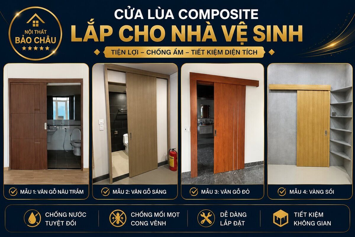 Cửa lùa composite lắp cho nhà vệ sinh