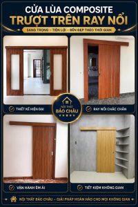 Cửa lùa composite trượt trên ray nổi