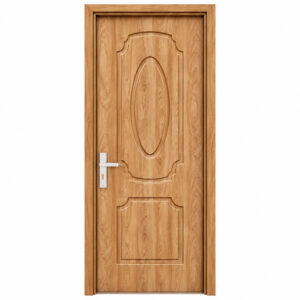Cửa nhựa composite huỳnh âm HAB01 pano oval màu vàng nâu vân sồi