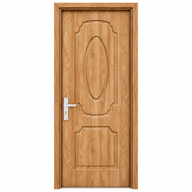 Cửa nhựa composite huỳnh âm HAB01 pano oval màu vàng nâu vân sồi