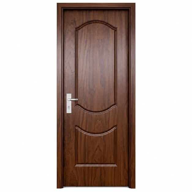 Cửa nhựa composite huỳnh âm HAB05 hai pano vòm cong màu nâu óc chó trầm