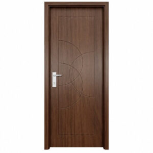 Cửa nhựa composite huỳnh âm HAB06 chỉ vòng cung màu nâu óc chó