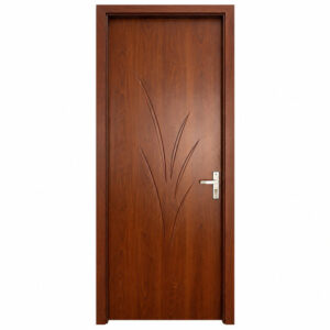 Cửa nhựa composite huỳnh âm HAB07 họa tiết lá màu nâu đỏ