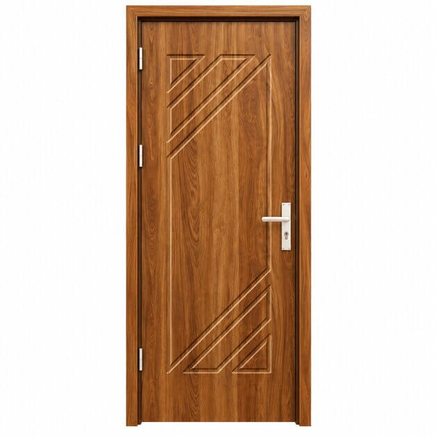 Cửa nhựa composite huỳnh âm HAB10 sọc chéo màu vàng nâu vân gỗ