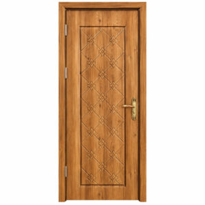 Cửa nhựa composite huỳnh âm HAB11 ô trám hoa văn màu vàng sáng vân sồi
