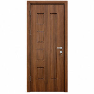 Cửa nhựa composite huỳnh âm HAB12 ô vuông và pano dài màu nâu óc chó