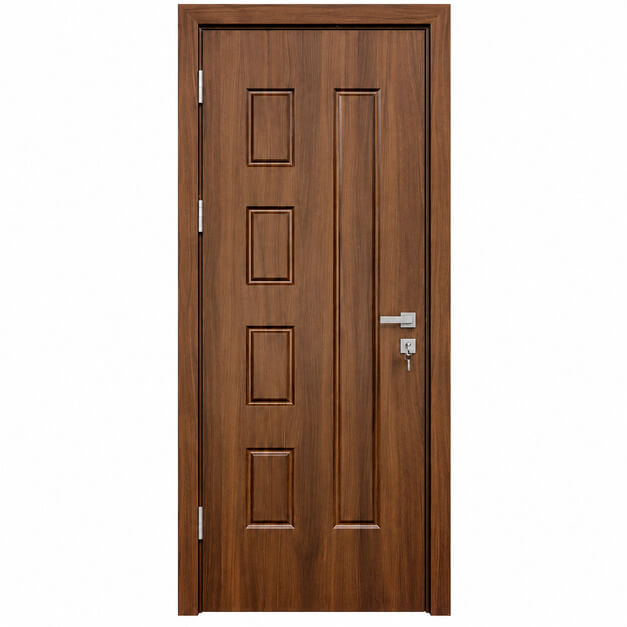 Cửa nhựa composite huỳnh âm HAB12 ô vuông và pano dài màu nâu óc chó