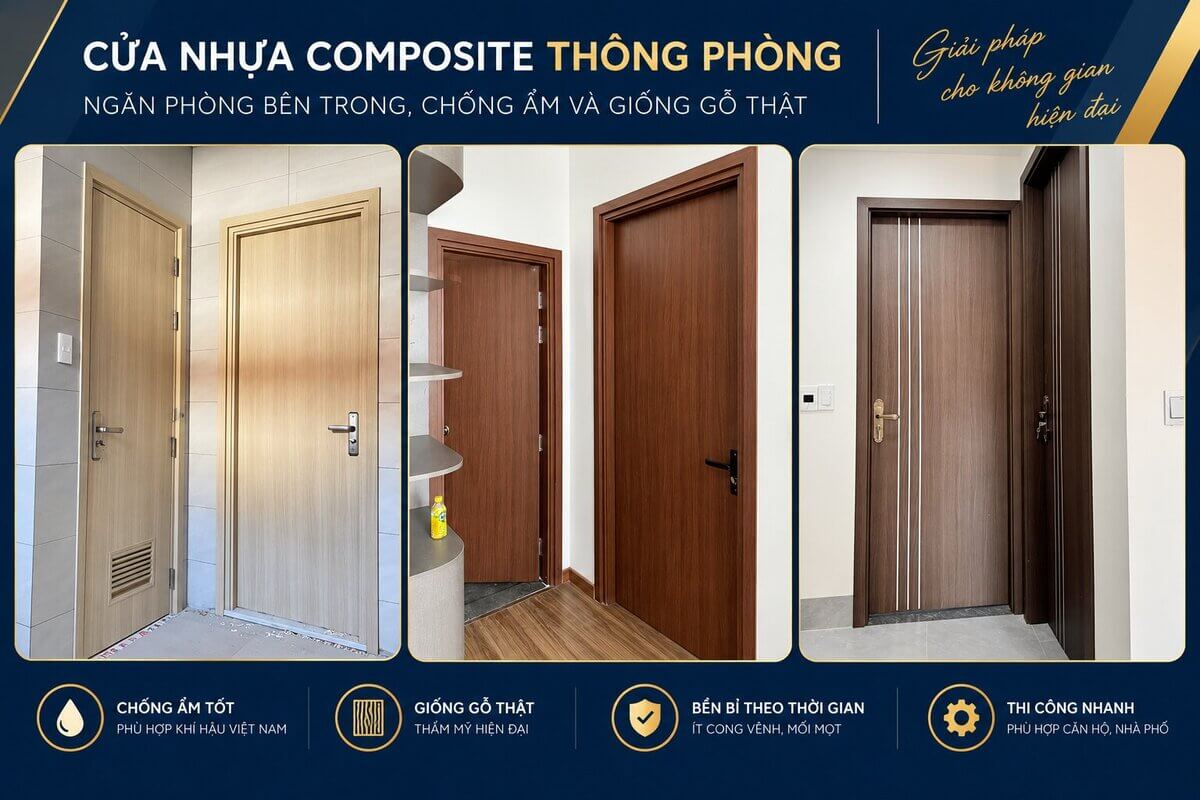 Cửa thông phòng composite cho nhà và căn hộ hiện đại