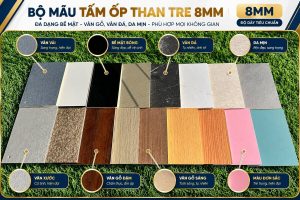 Cận cảnh bề mặt vân gỗ và da mịn của tấm ốp than tre Bảo Châu