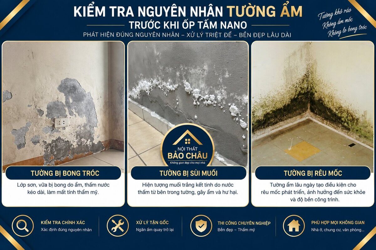 Dấu hiệu chân tường ẩm mốc và bong lớp sơn cũ