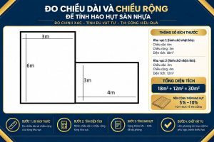 Đo chiều dài và chiều rộng để tính hao hụt sàn nhựa