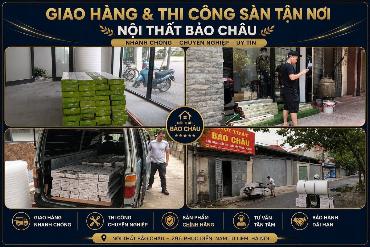 Giao hàng và thi công sàn nhựa Glotex tận nơi Hà Nội