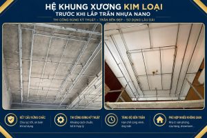 Hệ khung xương kim loại trước khi lắp trần nhựa nano