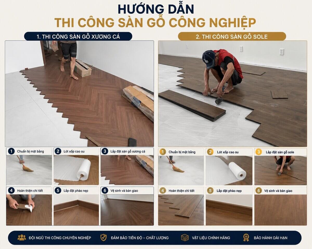 Kiểu lát sàn gỗ công nghiệp