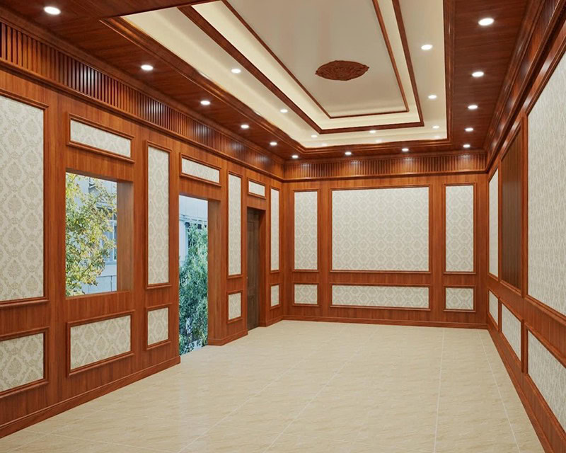 Không gian phòng khách sử dụng tấm ốp Không gian phòng khách sử dụng tấm ốp