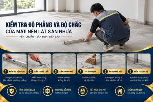 Kiểm tra độ phẳng và độ chắc của mặt nền lát sàn nhựa