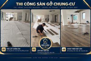 chuẩn bị lắp sàn gỗ ở chung cư