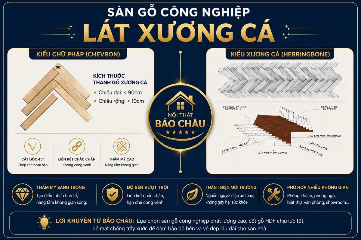 sàn gỗ công nghiệp lát xương cá phòng khách căn hộ chung cư