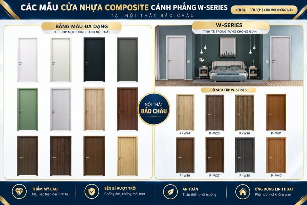 Các mẫu cửa nhựa composite cánh phẳng W-series tại Bảo Châu