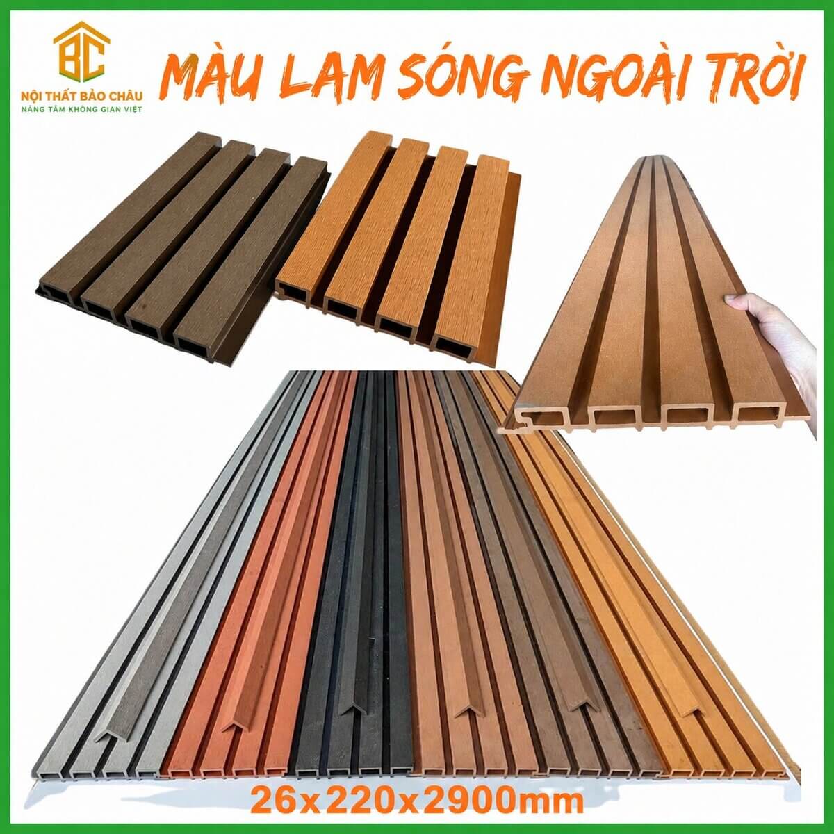 Cận cảnh vân gỗ màu Teak của tấm ốp lam sóng ngoài trời quanh cửa ra vào