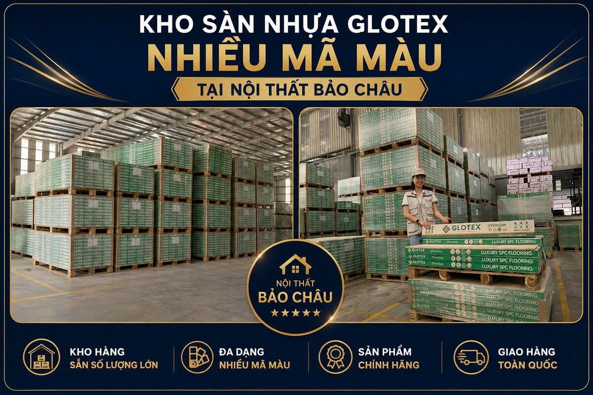 Showroom sàn nhựa Glotex nhiều mã màu tại Nội Thất Bảo Châu