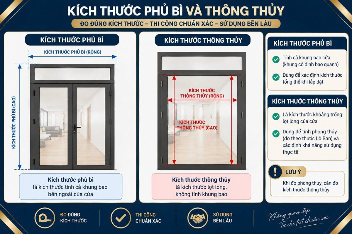 Phân biệt kích thước ô chờ phủ bì và thông thủy