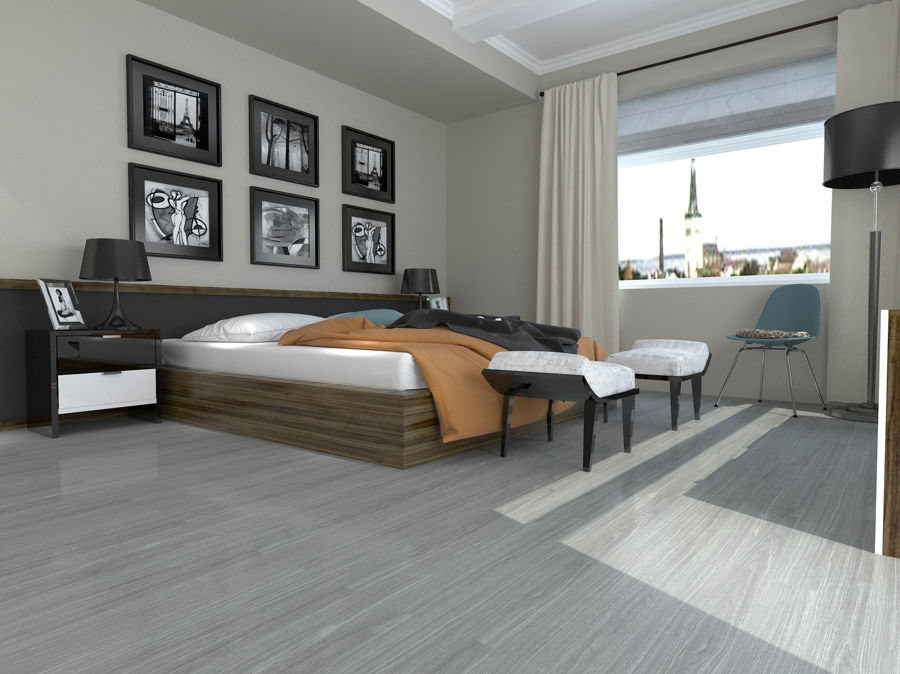 phòng ngủ lát sàn nhựa giả gỗ Glotex