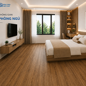 Không gian phòng ngủ với màu sàn nhựa dán keo BC17