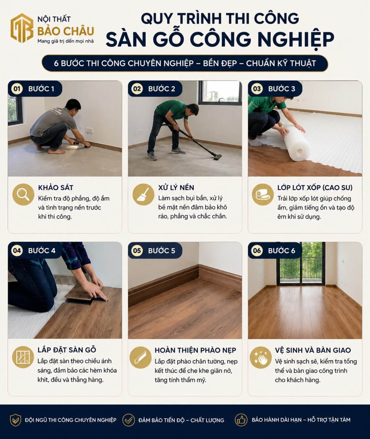 Thi công lắp sàn gỗ cốt xanh cho căn hộ chung cư 75m2