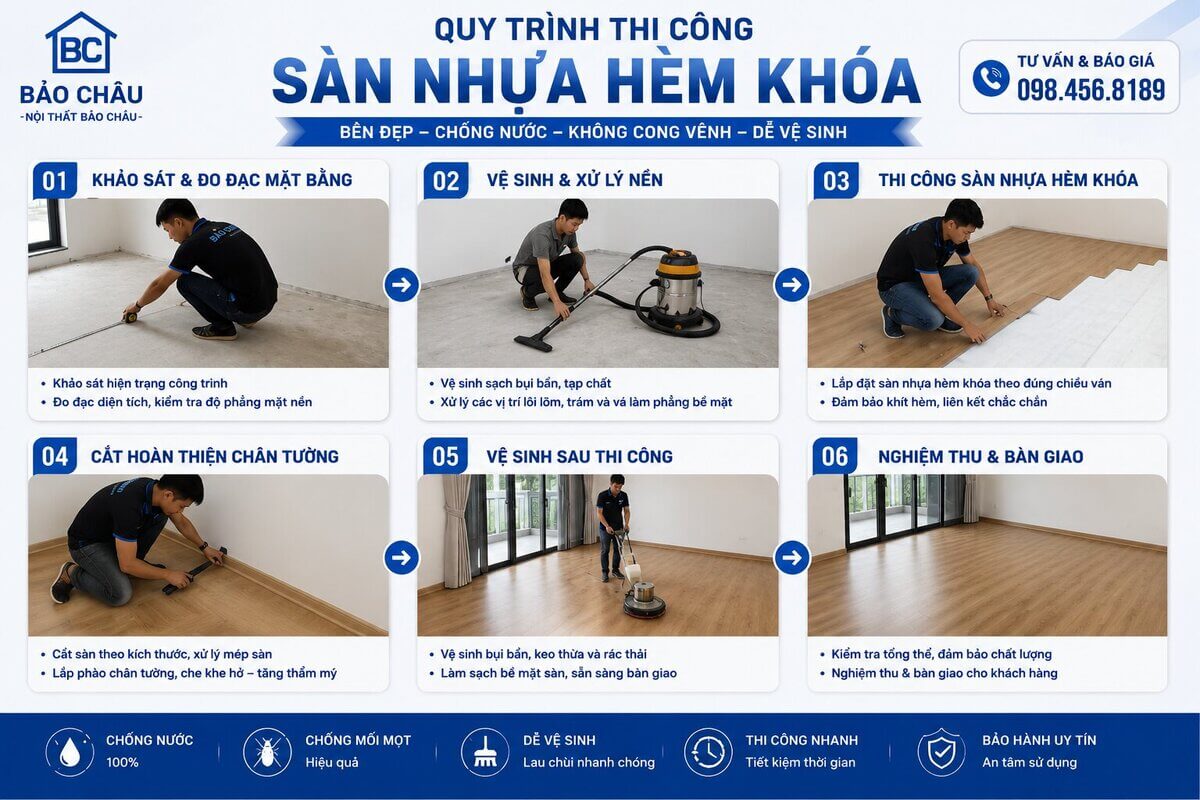thi công sàn nhựa hèm khóa lắp khớp hèm đúng kỹ thuật