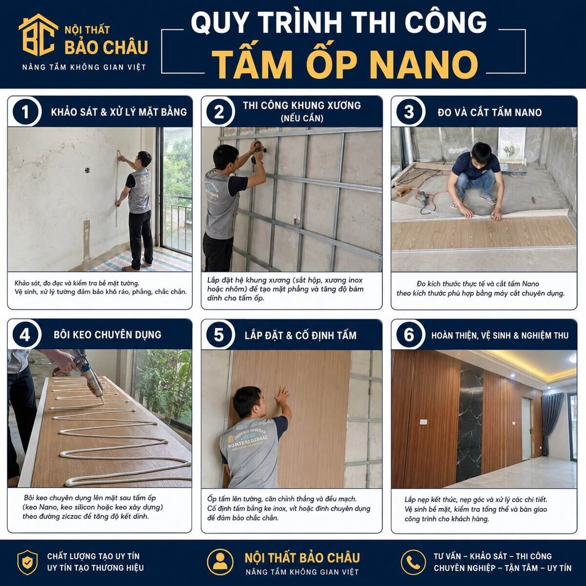 Kỹ thuật thi công ốp tấm nano