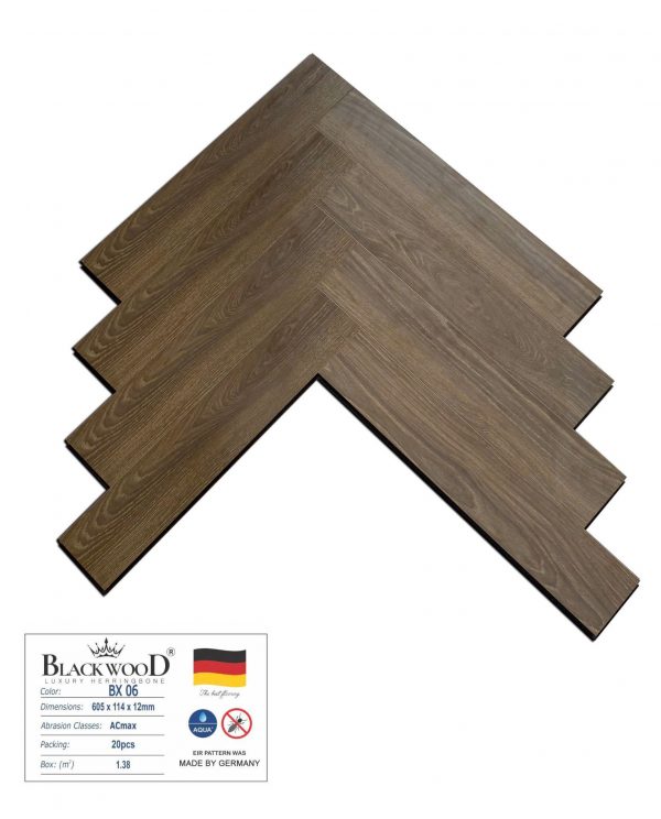 Sàn Gỗ Blackwood Xương Cá Cốt Đen BX06