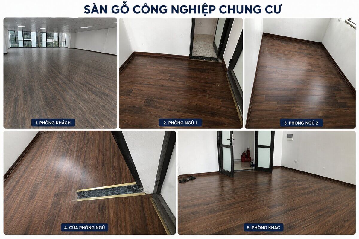 không gian sàn gỗ công nghiệp cho chung cư