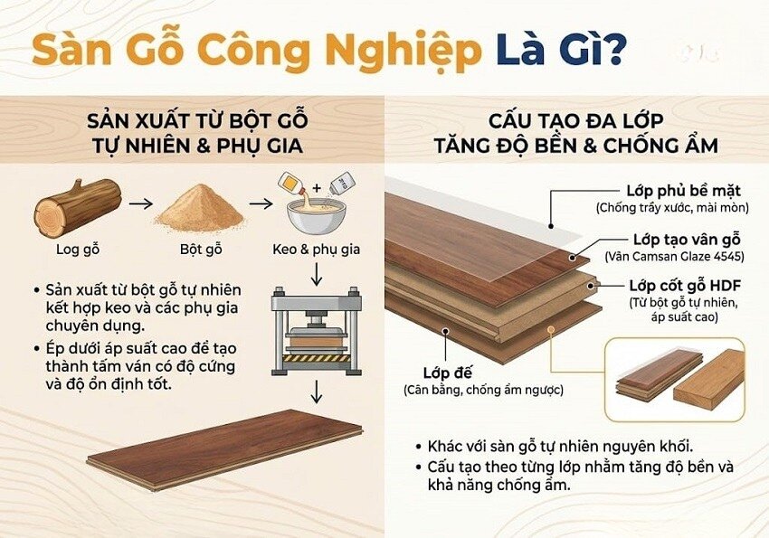 sàn gỗ công nghiệp là gì