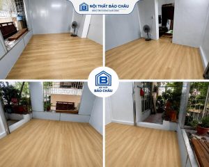 không gian sàn gỗ công nghiệp màu vàng