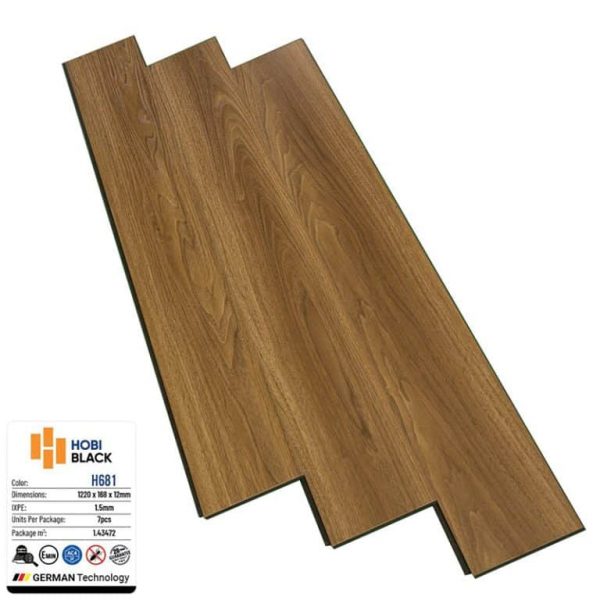 Sàn Gỗ Hobi Black Cốt Đen 12mm H681
