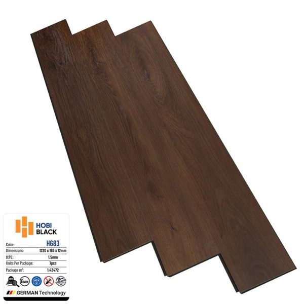 Sàn Gỗ Hobi Black Cốt Đen 12mm H683