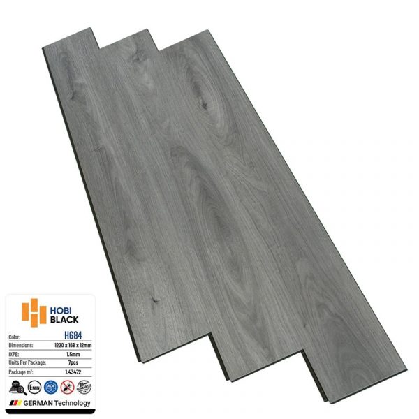 Sàn Gỗ Hobi Black Cốt Đen 12mm H684