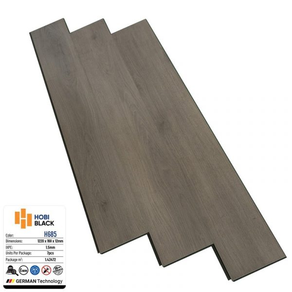 Sàn Gỗ Hobi Black Cốt Đen 12mm H685