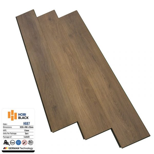 Sàn Gỗ Hobi Black Cốt Đen 12mm H687