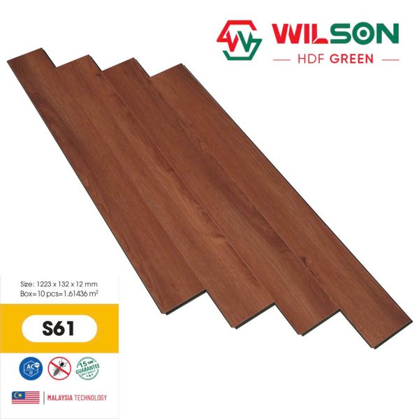 Sàn Gỗ Công Nghiệp Wilson 12mm Cốt Xanh S61