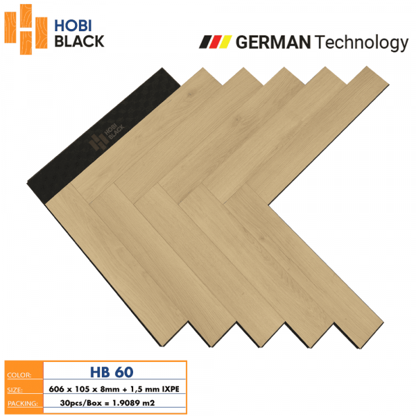 Sàn Gỗ Xương Cá Hobi Black Cốt Đen 8mm HB60